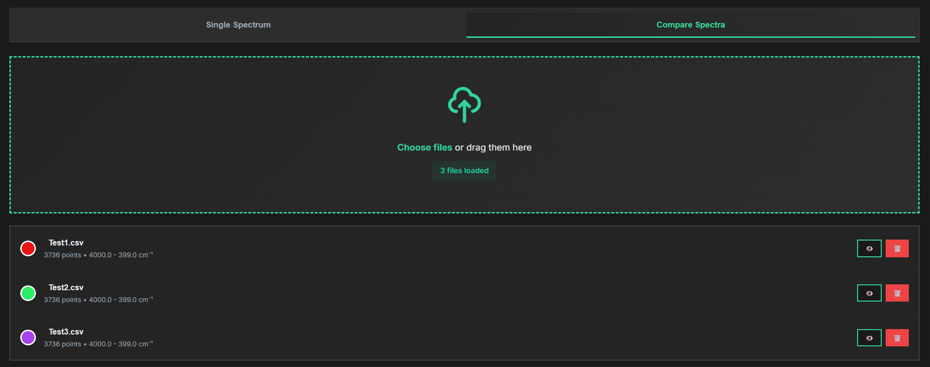 Comparison — Set up multi-spectrum comparison workflow.